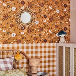 Discount Papier peint intissé FLAVIE ocre orangé et rose - Enfant Papiers Peints Enfant|Papiers Peints