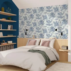 Best Papier peint intissé JOUY coloris bleu indigo - Papiers Peints