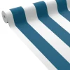 Hot Papier peint intissé OPAL STRIPE bleu paon et blanc - Papiers Peints