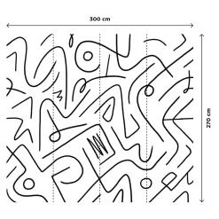 New Papier peint panoramique XL BLACK LINES 300 x 270 cm - Papiers Peints Panoramiques|Papiers Peints