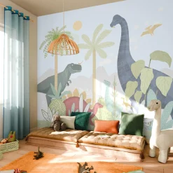 Hot Papier peint panoramique XL HAPPY DINO 300 x 270 cm - Enfant Décors Panoramiques Enfant|Papiers Peints Enfant