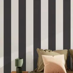 Online Papier peint vinyle PODIUM STRIPE noir et blanc - Papiers Peints