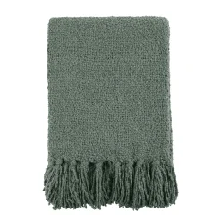 Online Plaid franges TULU coloris vert végétal - Plaids