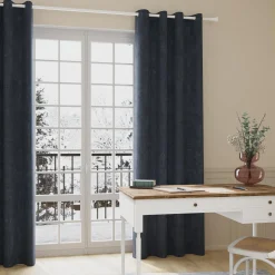 Outlet Rideau thermique KINLEY coloris bleu nuit 140 x 260 cm - Rideaux