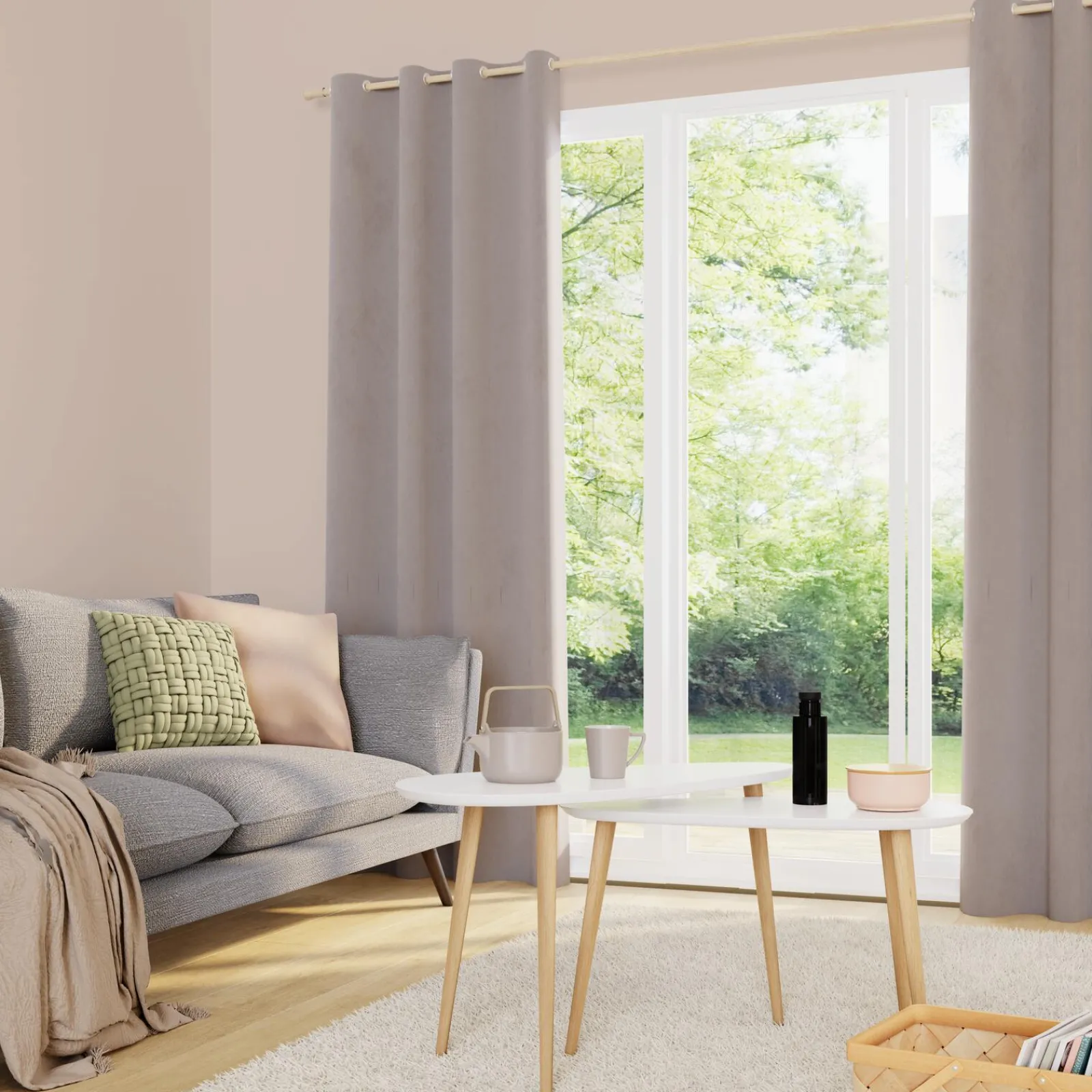 Discount Rideau VELVET coloris tourterelle 140 x 260 cm - Rideaux
