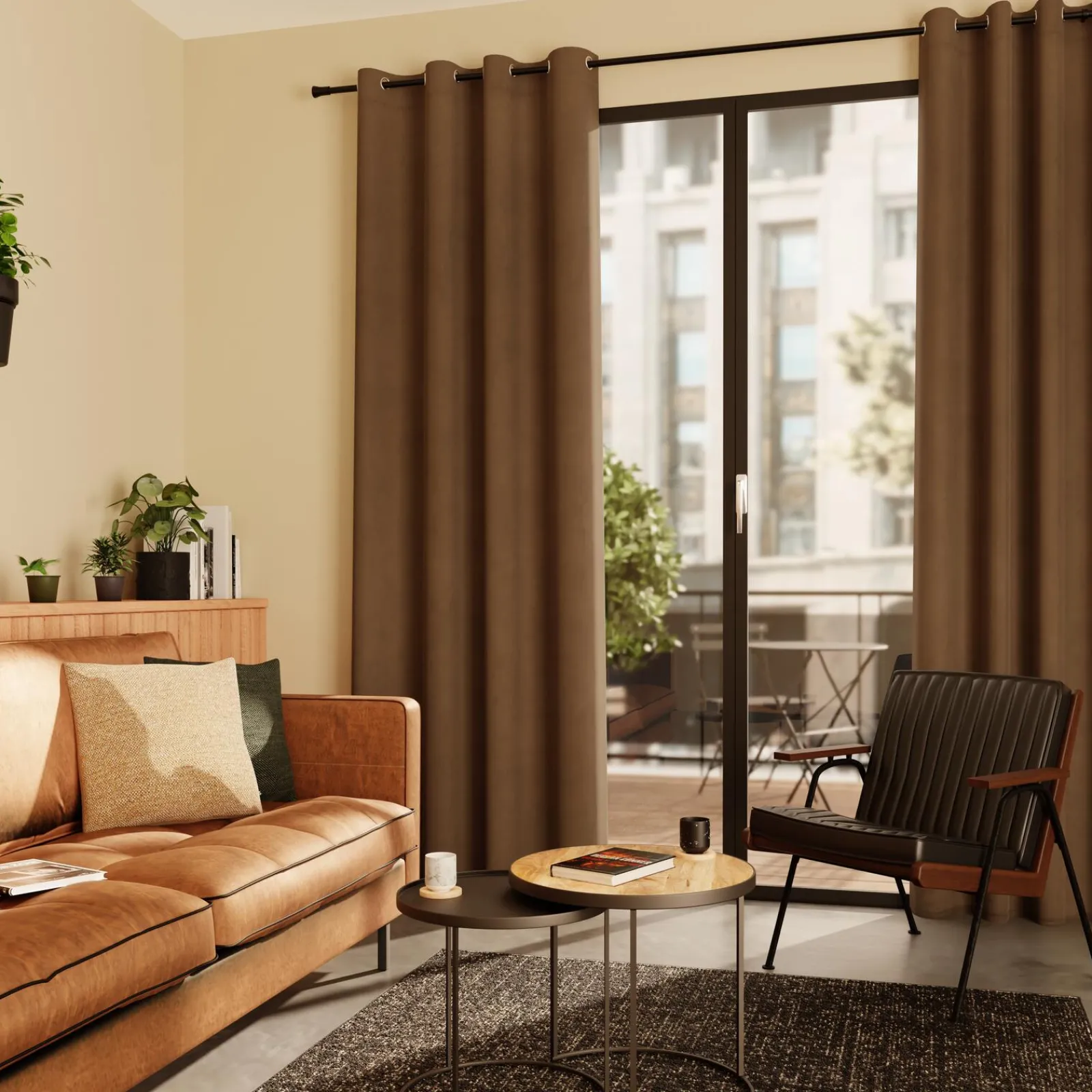 New Rideau VELVET coloris chamois 140 x 260 cm - Rideaux