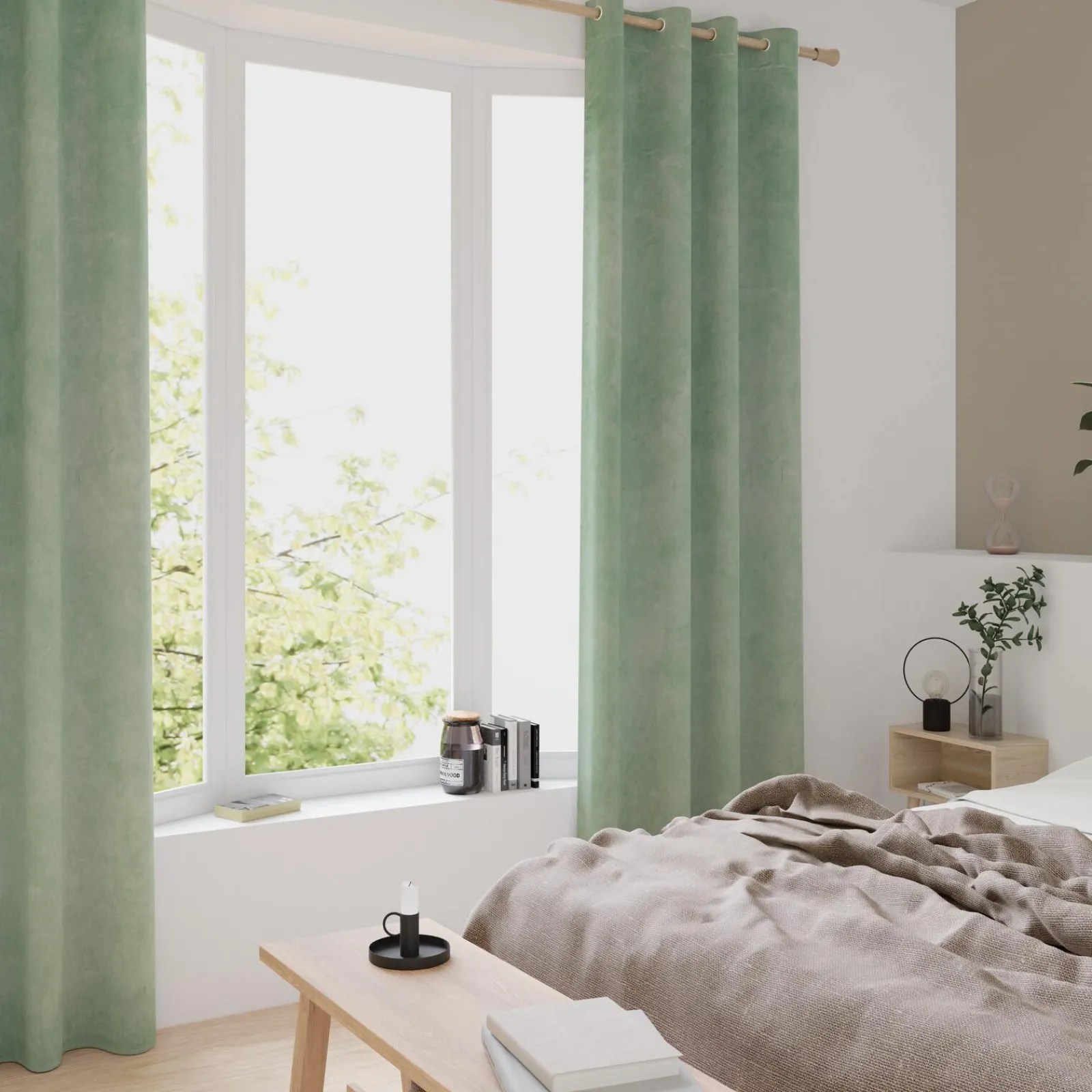 Clearance Rideau VELVET coloris amande 140 x 260 cm - Rideaux