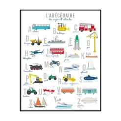 Fashion Tableau ABÉCÉDAIRE LITTLE MOTORS coloris multicolore - Enfant Déco Murale Enfant|Tableaux Et Affiches
