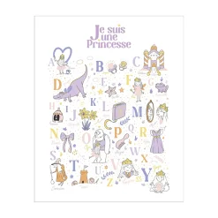 Best Tableau ABECEDAIRE JE SUIS UNE PRINCESSE multicolore - Enfant Déco Murale Enfant|Tableaux Et Affiches