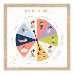 Online Tableau embelli MA ROUTINE coloris multicolore - Enfant Déco Murale Enfant|Tableaux Et Affiches