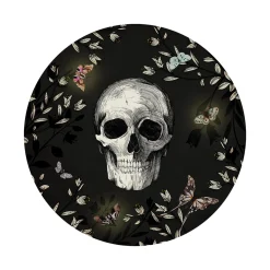 New Tableau en verre SKULL FLOWER coloris noir - Tableaux Et Affiches