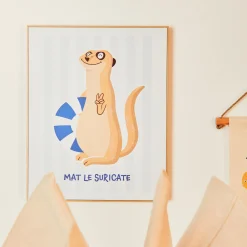 Discount Tableau MAT LE SURICATE coloris jaune/bleu - Enfant Déco Murale Enfant|Tableaux Et Affiches