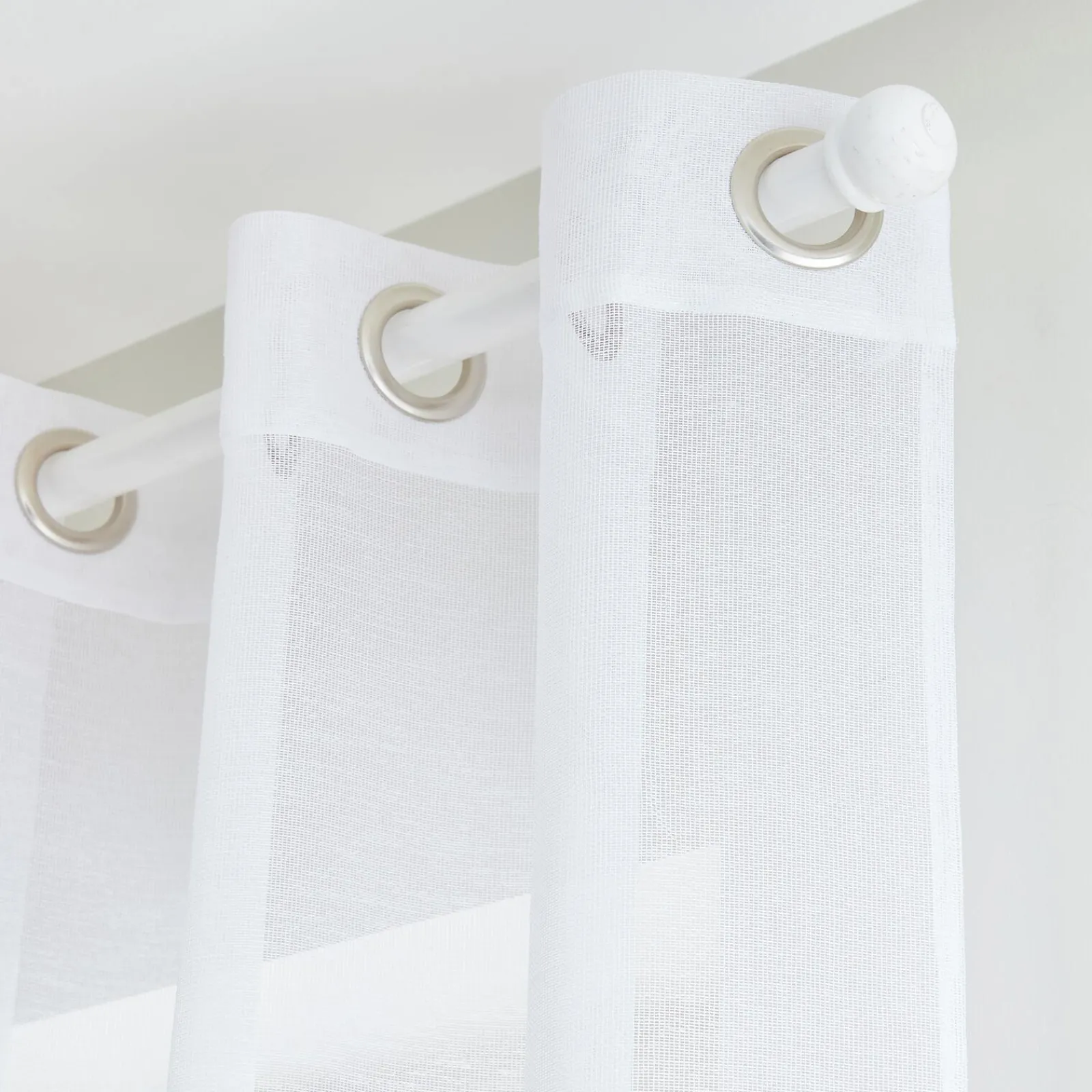 Clearance Voilage CANOAS coloris blanc 140 x 260 cm - Voilages, Vitrages, Stores Et Accessoires|Rideaux