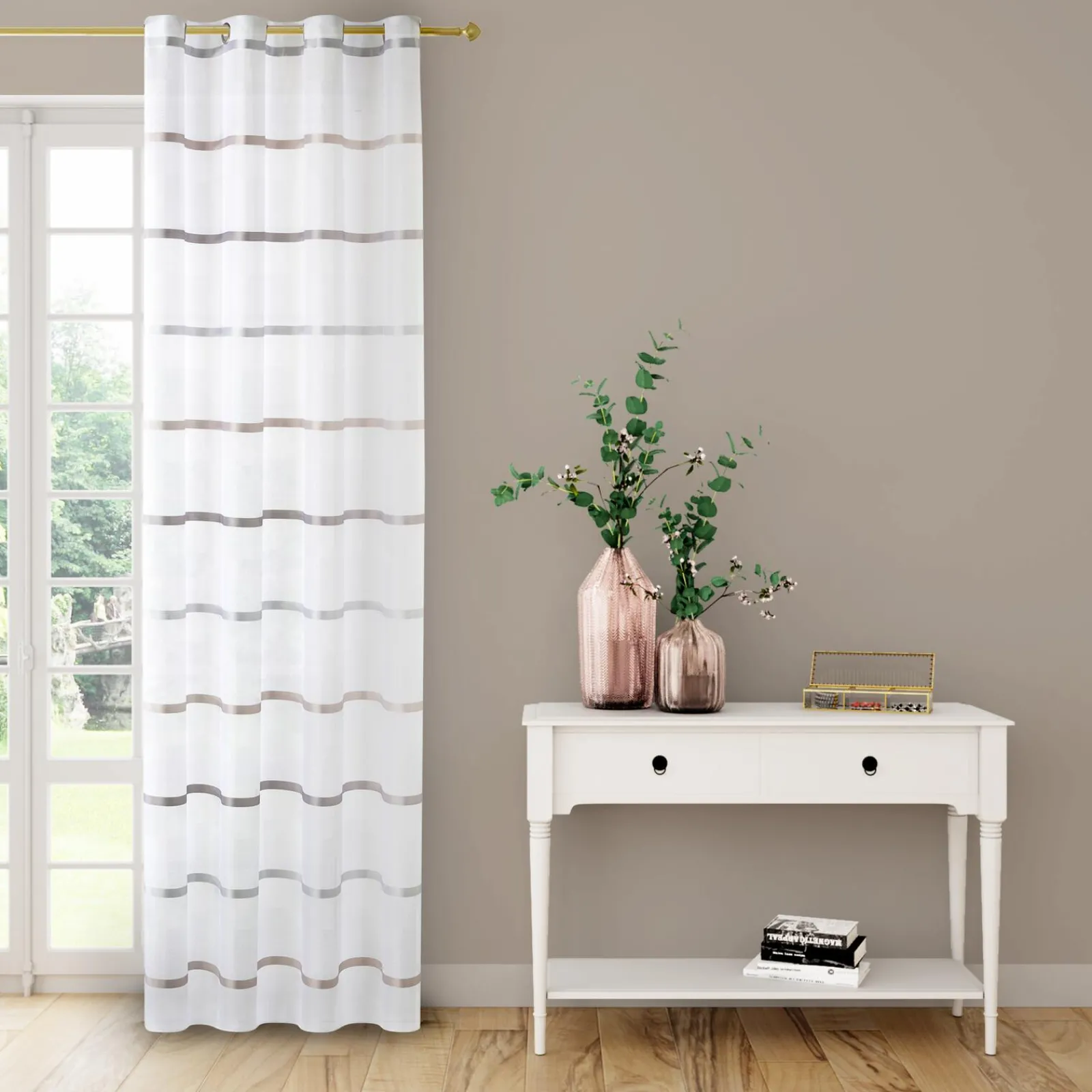 New Voilage GALEA coloris gris 140 x 240 cm - Voilages, Vitrages, Stores Et Accessoires|Rideaux