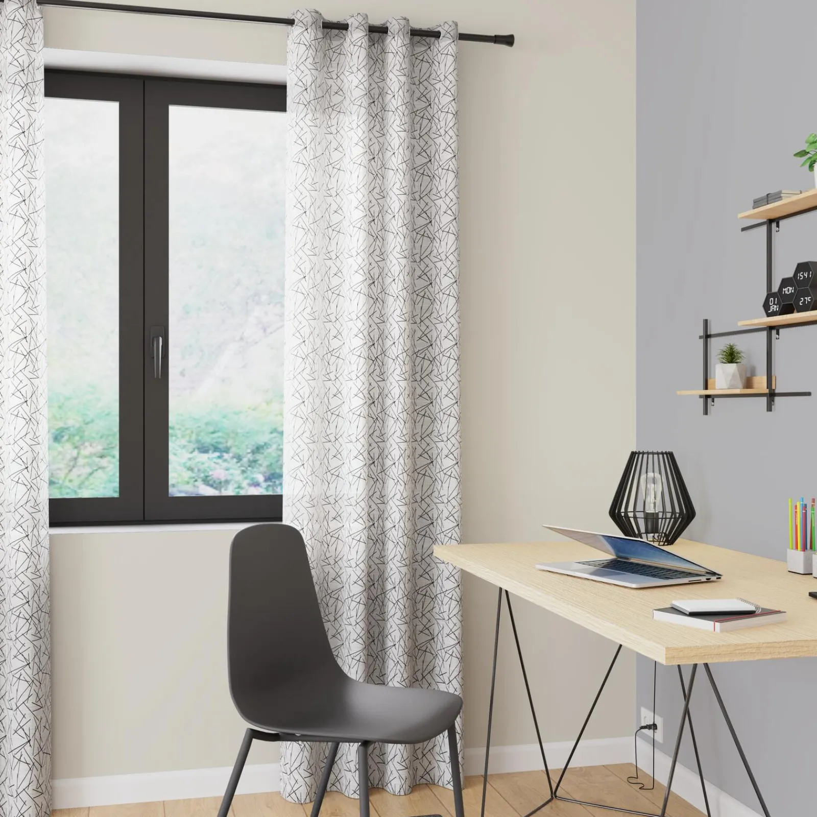 Fashion Voilage HALO coloris blanc 140 x 240 cm - Voilages, Vitrages, Stores Et Accessoires|Rideaux