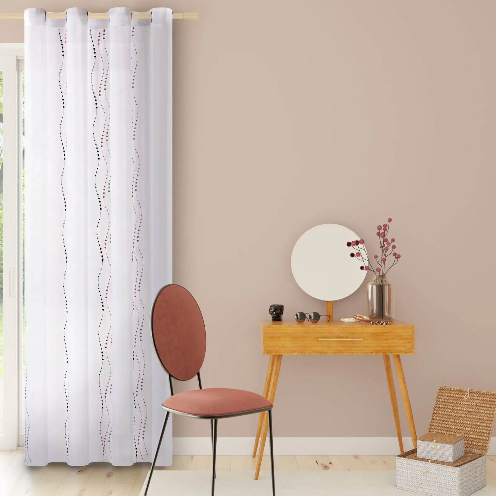 Clearance Voilage LYANA coloris bordeaux 140 x 240 cm - Voilages, Vitrages, Stores Et Accessoires|Rideaux