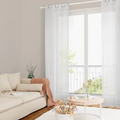 Fashion Voilage NEW ZIG ZAG coloris blanc 140 x 240 cm - Voilages, Vitrages, Stores Et Accessoires|Rideaux