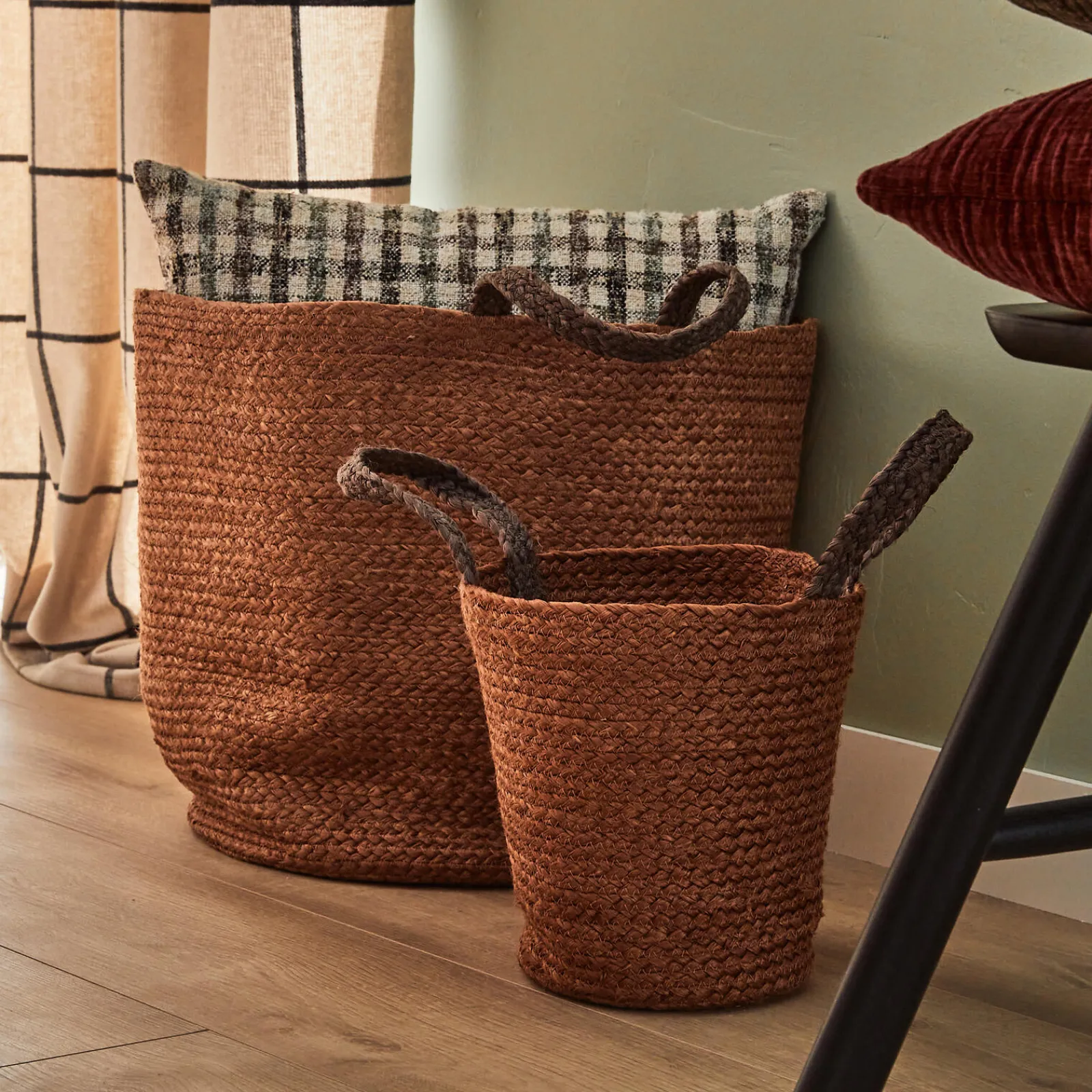 Hot Panier BORNÉO coloris brun diamètre 22 cm - 4MURS Objets Déco