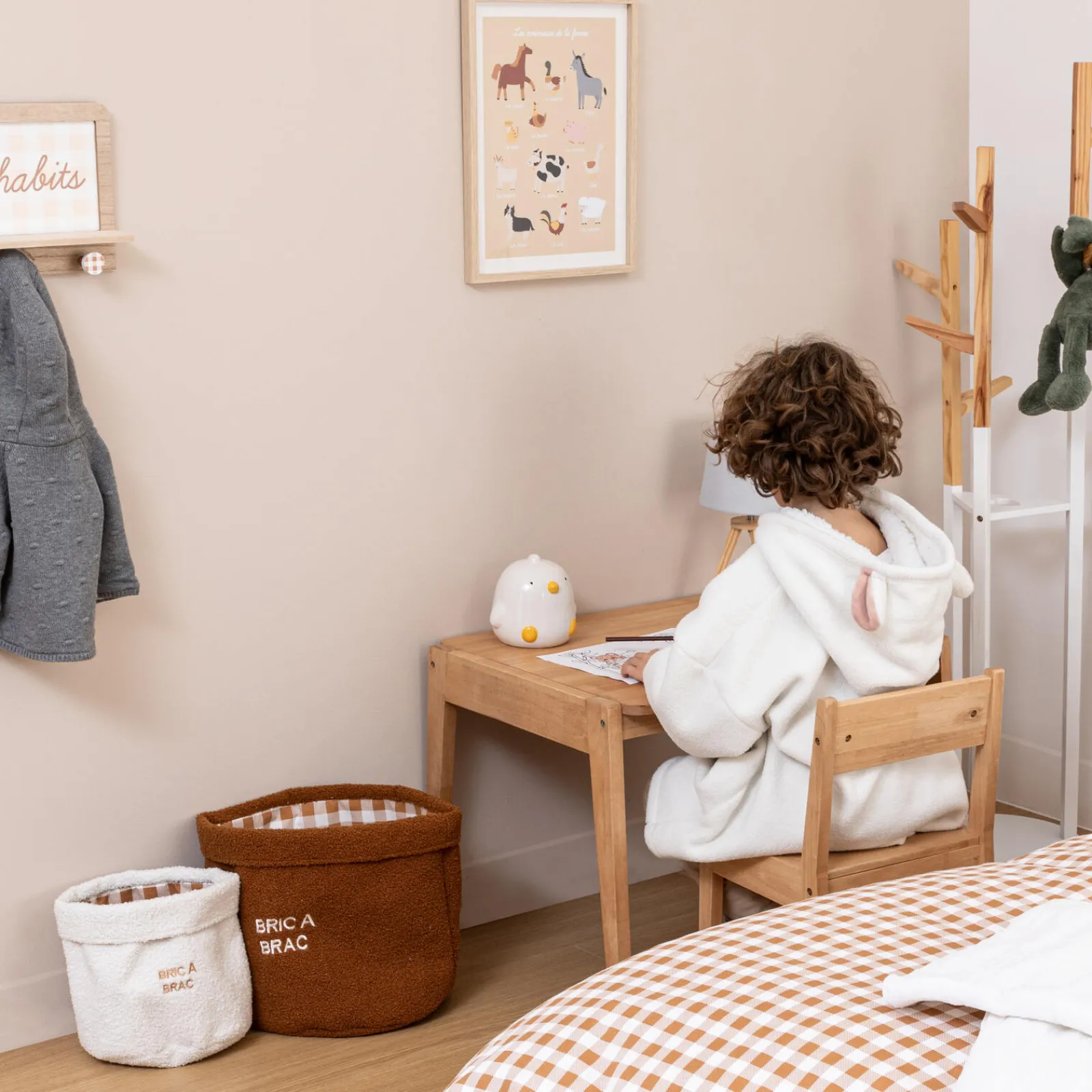 Outlet Panier BRIC A BRAC coloris terracotta & blanc - 4MURS Enfant Déco Enfant|Objets Déco