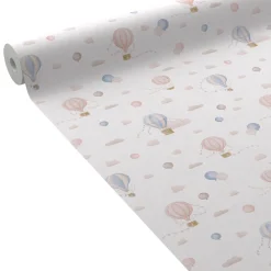 Clearance Papier peint intissé AIR BALLOON beige taupe, rose et bleu - 4MURS Enfant Papiers Peints Enfant|Papiers Peints