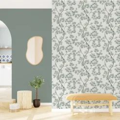 Discount Papier peint intissé ALBIZIA coloris vert de gris - 4MURS Papiers Peints