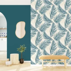 Fashion Papier peint intissé BERTILLE coloris bleu paon - 4MURS Papiers Peints