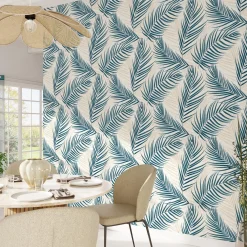 Fashion Papier peint intissé BERTILLE coloris bleu paon - 4MURS Papiers Peints
