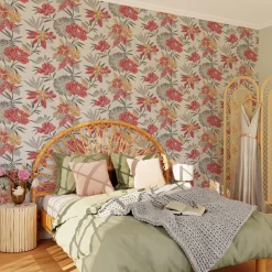 Outlet Papier peint intissé CLEOME coloris Blanc et rouge - 4MURS Papiers Peints