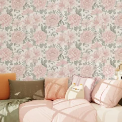 Outlet Papier peint intissé EDEN CAMELIA coloris rose poudré - 4MURS Papiers Peints