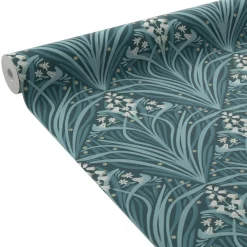 Online Papier peint intissé ELIZABETH coloris bleu paon - 4MURS Papiers Peints