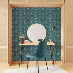 Online Papier peint intissé ELIZABETH coloris bleu paon - 4MURS Papiers Peints