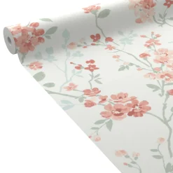 Fashion Papier peint intissé EMELIE coloris Rose et vert bleuté - 4MURS Papiers Peints
