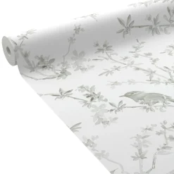 New Papier peint intissé FAUSTINE coloris vert de gris - 4MURS Papiers Peints