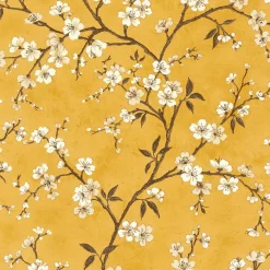 Online Papier peint intissé FLORENTINE BLOSSOM coloris safran - 4MURS Papiers Peints