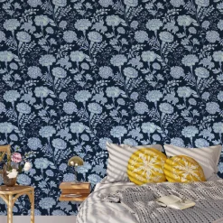 Discount Papier peint intissé ISLEEN coloris bleu nuit - 4MURS Papiers Peints