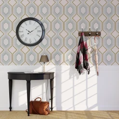 Clearance Papier peint intissé JEWEL coloris blanc et doré - 4MURS Papiers Peints