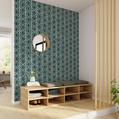 Sale Papier peint intissé JUDITH coloris bleu paon et doré - 4MURS Papiers Peints