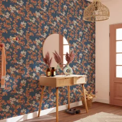 Best Papier peint intissé LYSIA coloris bleu foncé et rouge - 4MURS Papiers Peints