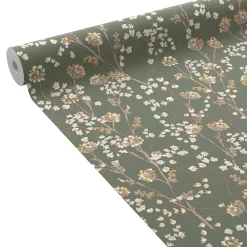 New Papier peint intissé MANOA coloris vert kaki et ocre - 4MURS Papiers Peints