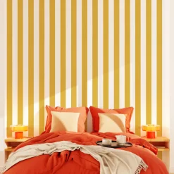 Clearance Papier peint intissé OPAL STRIPE jaune moutarde et blanc - Papiers Peints