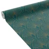 Hot Papier peint intissé pré-encollé NORAH bleu paon et doré - 4MURS Papiers Peints