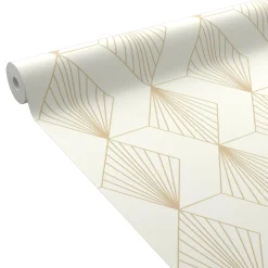 Outlet Papier peint intissé pré-encollé ORIANE blanc et doré - 4MURS Papiers Peints