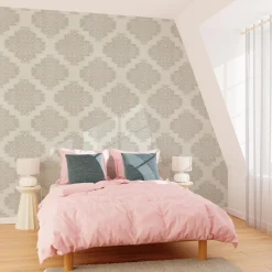 New Papier peint intissé ROSACE coloris blanc - 4MURS Papiers Peints