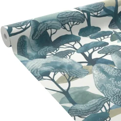 Sale Papier peint intissé SANARY coloris bleu vert - 4MURS Papiers Peints