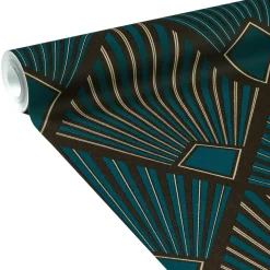 Sale Papier peint intissé TAMARA coloris bleu paon - 4MURS Papiers Peints