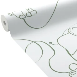 Discount Papier peint intissé TIDIANE coloris vert kaki - 4MURS Enfant Papiers Peints Enfant|Papiers Peints