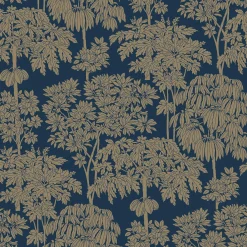 Clearance Papier peint intissé YSABEL coloris bleu profond et doré - 4MURS Papiers Peints