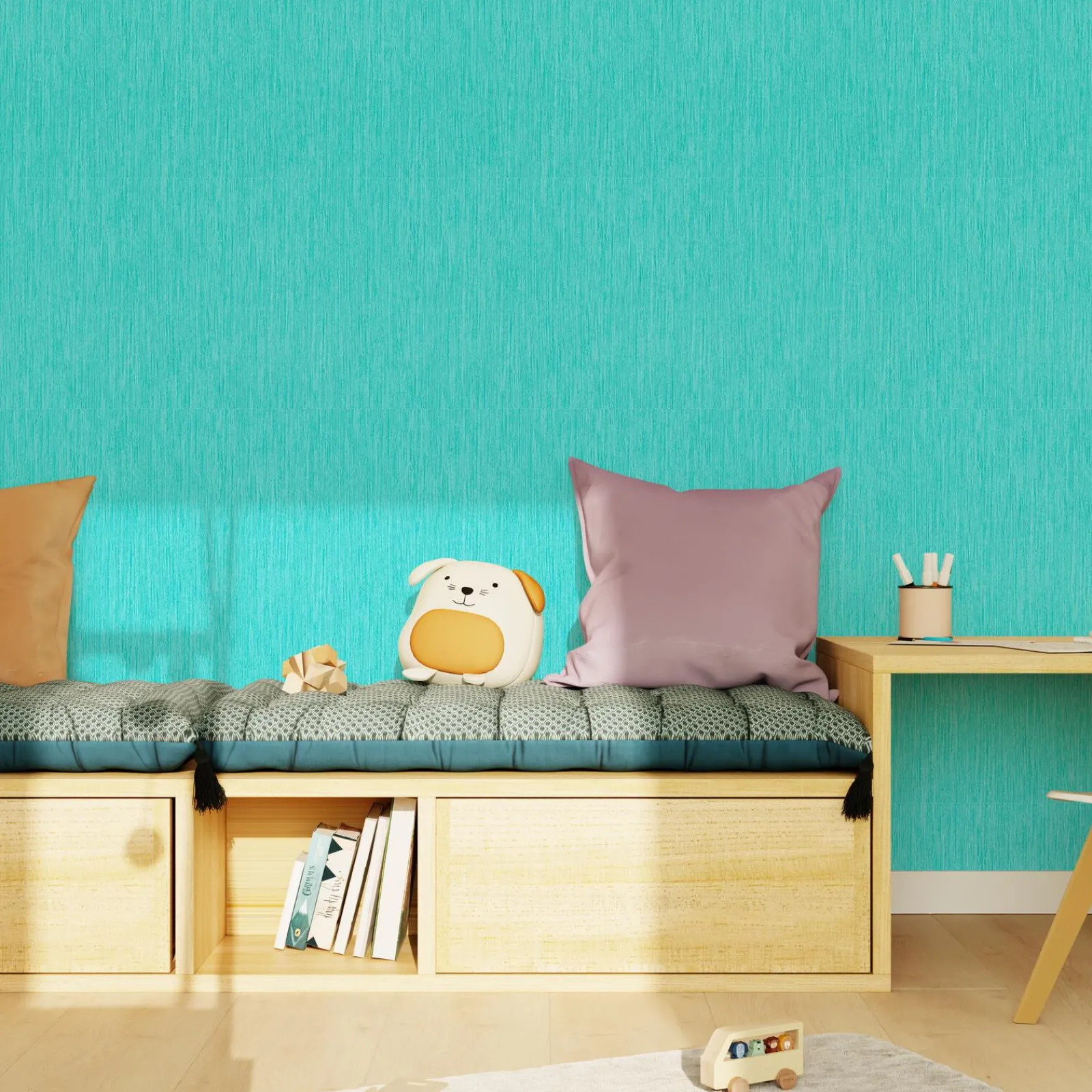 Online Papier peint PANAMA coloris bleu turquoise - 4MURS Enfant Papiers Peints Enfant|Papiers Peints