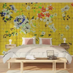 Fashion Papier peint panoramique XL FLAID 400 x 270 cm jaune bouton d'or Papiers Peints Panoramiques|Papiers Peints