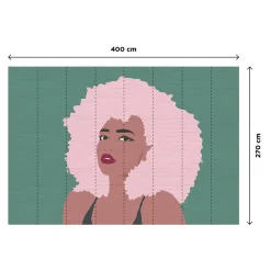Fashion Papier peint panoramique XL BILLIE 400 x 270 cm vert bleuté et rose Papiers Peints Panoramiques